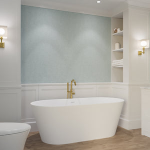 Anzzi Rossetto 5.6 ft. Solid Surface Center Drain Freestanding Bathtub in Matte White FT-AZ503