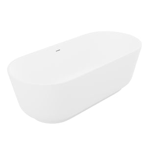 Anzzi Sabbia 5.9 ft. Solid Surface Center Drain Freestanding Bathtub in Matte White FT-AZ511