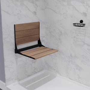 Anzzi Saxon 16.7'' Teak Wall Mounted Folding Shower Seat AC-AZ203