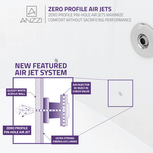 Anzzi Sofi 5.6 ft. Center Drain Whirlpool and Air Bath Tub in White FT-AZ201