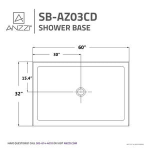 Anzzi Tier 32 x 60 in. Single Threshold Shower Base in White SB-AZ03CD