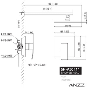 Anzzi Viace Series 1-Spray 12.55 in. Fixed Showerhead SH-AZ041