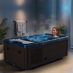 Anzzi 69 in. 1-Person 2-Jets All-in-One Cold Plunge and Hot Tub with Built-in Chiller, Lights, and WiFi in Blue CP-CH7939BL