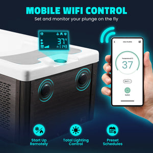 Anzzi 69 in. 1-Person 2-Jets All-in-One Cold Plunge and Hot Tub with Built-in Chiller, Lights, and WiFi in Blue CP-CH7939BL