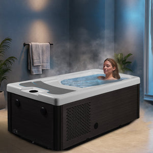 Anzzi 69 in. 1-Person 2-Jets All-in-One Cold Plunge and Hot Tub with Built-in Chiller, Lights, and WiFi in White CP-CH7939WH