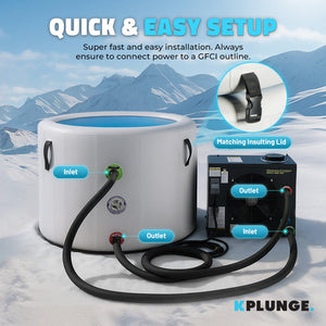 Anzzi Arctic Fox 1-Person Inflatable Cold Plunge Ice Bath Tub/Hot Tub with PVC Insulated Lid, 1 HP Chiller and Heater in Gray CP-IFBAR-1HP