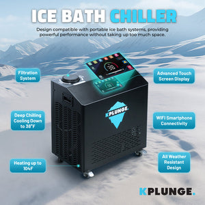 Anzzi Gale Cold Plunge Chiller and Heater- 3/4 HP in Black with 38°F to 104°F Cooling and Heating, WiFi App Control, and Filter CP-CHILL08HP