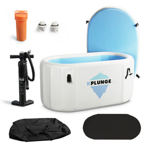 Anzzi Kodiak 1-Person Inflatable Cold Plunge Ice Bath Tub/Hot Tub with PVC Insulated Lid, Hand Pump, and Repair Kit in Gray CP-IFTUB