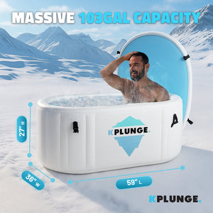 Anzzi Kodiak 1-Person Inflatable Cold Plunge Ice Bath Tub/Hot Tub with PVC Insulated Lid, Hand Pump, and Repair Kit in Gray CP-IFTUB