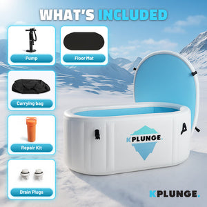 Anzzi Kodiak 1-Person Inflatable Cold Plunge Ice Bath Tub/Hot Tub with PVC Insulated Lid, Hand Pump, and Repair Kit in Gray CP-IFTUB