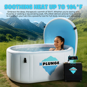 Anzzi Kodiak 1-Person Inflatable Cold Plunge Ice Bath Tub/Hot Tub with PVC Insulated Lid, 3/4 HP Chiller and Heater in Gray CP-IFTUB-08HP