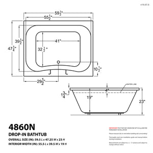 Atlantis Whirlpools Neptune 48 x 60 Rectangular Bathtub 4860N