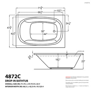 Atlantis Whirlpools Charleston 48 x 72 Rectangular Bathtub 4872C