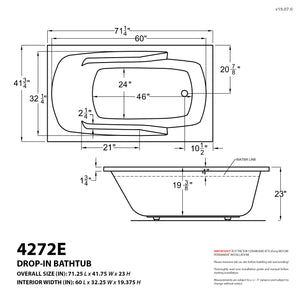 Atlantis Whirlpools Eros 42 x 72 Rectangular Bathtub 4272E