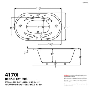 Atlantis Whirlpools Indulgence 41 x 70 Oval Air Jetted Bathtub 4170IA