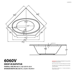 Atlantis Whirlpools Venus 60 x 60 Corner Soaking Bathtub 6060VS