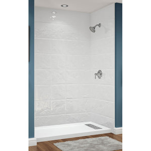 Avora Bath 12x12 Tile White Acrylic Alcove Shower System 60"W x 32"D x 96"H 6032RTAV60361212TLSWS