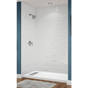 Avora Bath 12x12 Tile White Acrylic Alcove Shower System 60"W x 32"D x 96"H 6032LTAV60361212TLSWS