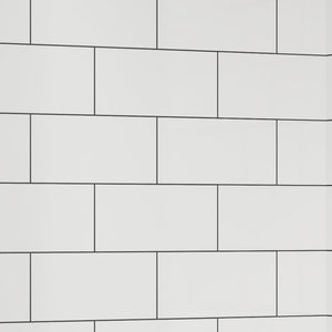 Avora Bath 12x6 Tile White Acrylic Alcove Shower System with Black Grout Lines 60"W x 34"D 6034LTAV60361206BWSW