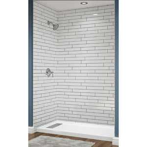 Avora Bath 12x6 White Acrylic Alcove Shower System with Black Grout Lines 60"W x 30"D 6030LTAV60361206BWSW