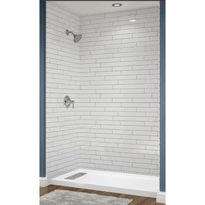 Avora Bath 12x6 White Acrylic Alcove Shower System with Silver Grout Lines 60"W x 32"D 6032LTAV60361206GWSW