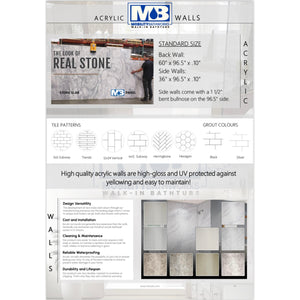 Avora Bath 11x20 Tile RidgeStone Acrylic Alcove Shower System 60"W x 32"D x 6032RTAV60361212TWWS