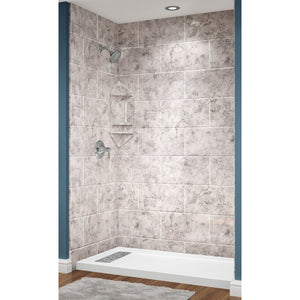 Avora Bath 11x20 Tile LimeStone Acrylic Alcove Shower System 60"W x 32"D x 96"H 6032LTAV60361120TSSWS