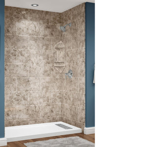 Avora Bath 11x20 Tile RidgeStone Acrylic Alcove Shower System 60"W x 34"D x 96"H 6034RTAV60361212TWWS