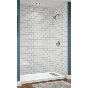 Avora Bath 3x6 White Acrylic Alcove Shower System with Silver Grout Lines 60"W x 30"D 6030RTAV603636SSSW