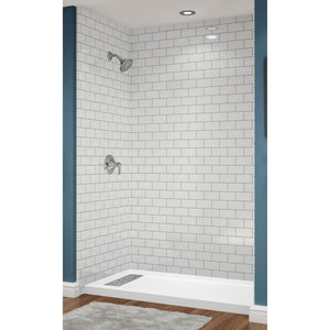 Avora Bath 3x6 White Acrylic Alcove Shower System with Silver Grout Lines 60"W x 32"D 6032LTAV603636SSSW