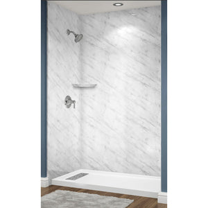 Avora Bath Carrara Marble Acrylic Alcove Shower System 60"W x 32"D x 96"H 6032LTAV6036CMWS
