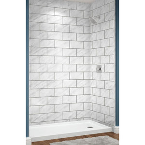 Avora Bath Carrara Walls with 3 x 6 Subway 60" x 36" x 96" AV6036CMWS3x6