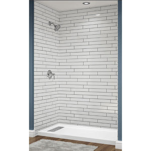 Avora Bath Illusions White Acrylic Alcove Shower System with Black Grout Lines 60"W x 32"D 6032LTAV6036TSWBSW