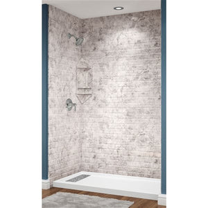 Avora Bath Subway Tile LimeStone Acrylic Alcove Shower System 60"W x 34"D x 96"H 6034LTAV6036LSSWS