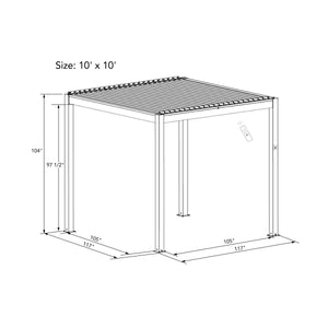 Bon Pergola 10'x10' Motorized Louver with Edge Lighting Villa Pergola VP-3325
