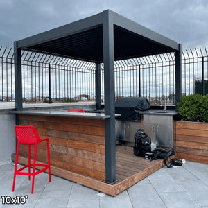 Bon Pergola 10'x10' Motorized Louver with Edge Lighting Villa Pergola VP-3325