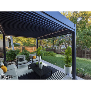 Bon Pergola 10'x13' Motorized Louver with Edge Lighting Villa Pergola VP-4325