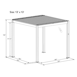 Bon Pergola 13'x13' Motorized Louver with Edge Lighting Villa Pergola VP-4425