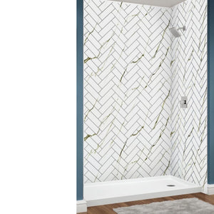 Avora Bath Calcutta Gold Wall with Herringbone 60" x 36" x 96" AV6036CGWWSHerr