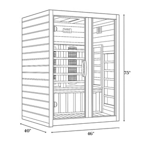 Dynamic Serena 2-Person Full Spectrum Near Zero EMF (Under 3MG) FAR Infrared Sauna (Canadian Hemlock) DYN-6229-03 FS