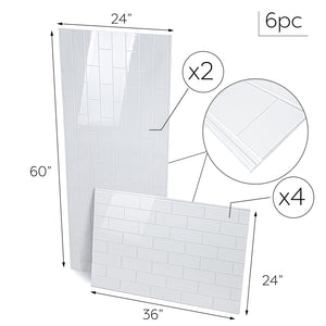 Ella's Bubbles 36"x 60"x 48" SMC 6-Piece Shower Wall Panels SW6SMC