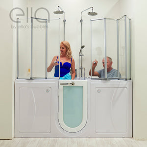 Ella's Bubbles Big4Two 36"x80" Hydro + Air Massage with Independent Foot Massage Acrylic Two Seat Walk-In-Bathtub with Two Ella 2pc Faucets TO2SA3680