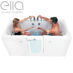 Ella's Bubbles Big4Two 36"x80" Hydro + Air Massage with Independent Foot Massage Acrylic Two Seat Walk-In-Bathtub with Two Ella 2pc Faucets TO2SA3680