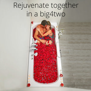 Ella's Bubbles Big4Two 36"x80" Hydro + Air Massage with Independent Foot Massage Acrylic Two Seat Walk-In-Bathtub with Two Ella 2pc Faucets TO2SA3680