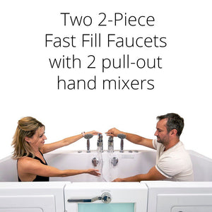 Ella's Bubbles Big4Two 36"x80" Hydro + Air Massage with Independent Foot Massage Acrylic Two Seat Walk-In-Bathtub with Two Ella 2pc Faucets TO2SA3680