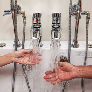 Ella's Bubbles Big4Two 36"x80" Hydro + Air Massage with Independent Foot Massage Acrylic Two Seat Walk-In-Bathtub with Two Ella 2pc Faucets TO2SA3680