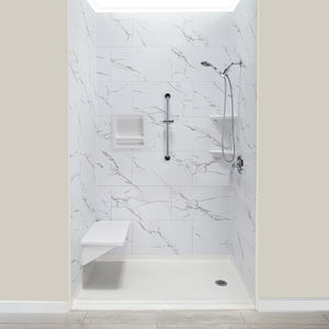 Ella's Bubbles Heavy‑Duty Oversized Bariatric Rectangular Corner Shower Seat with Stainless Steel Frame RECT-SEAT