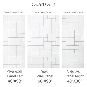 Ella's Bubbles QuadQuilt CNC Engravement Pattern in Acrylic, 3-Panel Shower Wall Kit 40x60x98 SW-406098-QQ
