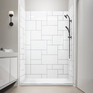 Ella's Bubbles QuadQuilt CNC Engravement Pattern in Acrylic, 3-Panel Shower Wall Kit 40x60x98 SW-406098-QQ