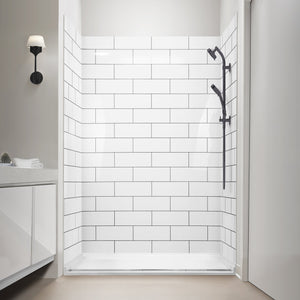 Ella's Bubbles Subway 6″ x 16″ CNC Engravement Pattern in Acrylic, 3-Panel Shower Wall Kit 40x60x98 SW-406098-SUB